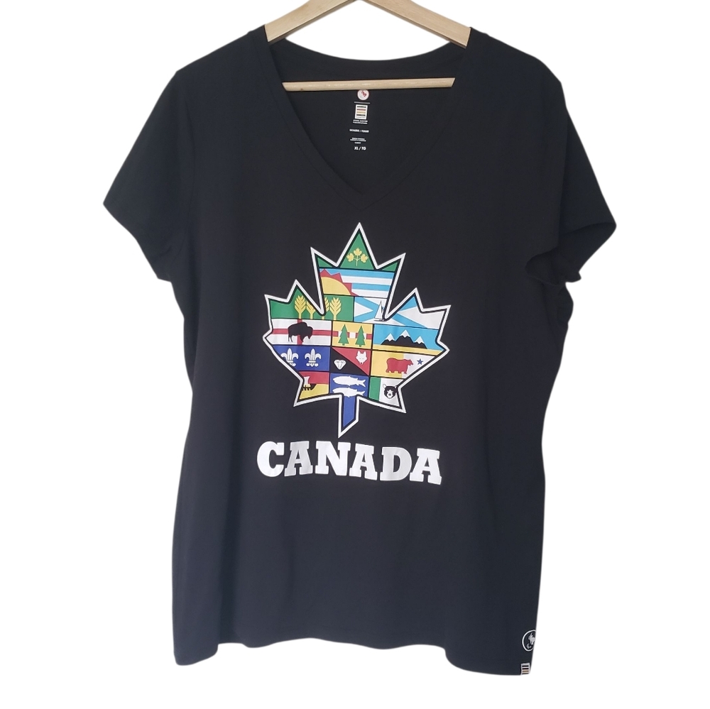 Hudson’s Bay Company T Shirt Official Olympic Logo Canada Black Size XL